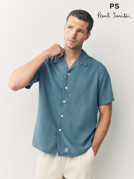 PS Paul Smith Casual Fit Blue Short Sleeve Shirt (F95594) | £140