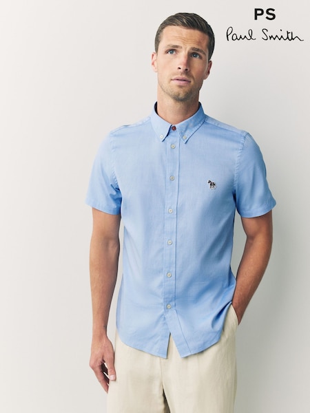 PS Paul Smith Tailored Fit Blue Short Sleeve Logo Shirt (F95610) | £130