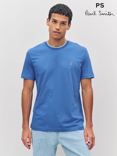 PS Paul Smith Regular Fit Blue Cotton Logo T-Shirt (F95618) | £75