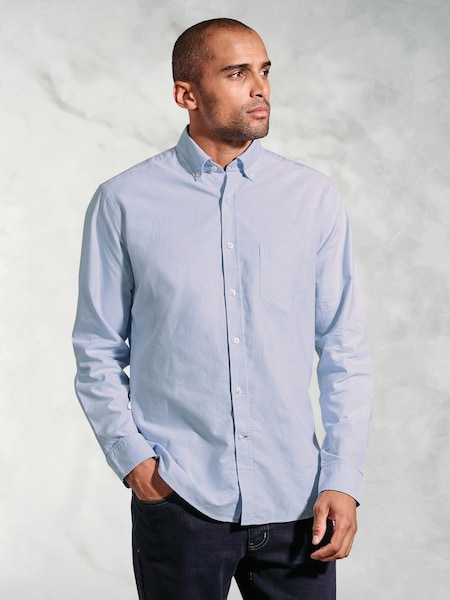 Brook Taverner Blue Regular Fit 100% Cotton Oxford Shirt (F95647) | £49.95