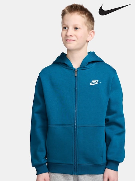 Nike Abyss Blue Club Fleece Zip Through Hoodie (F95663) | £0