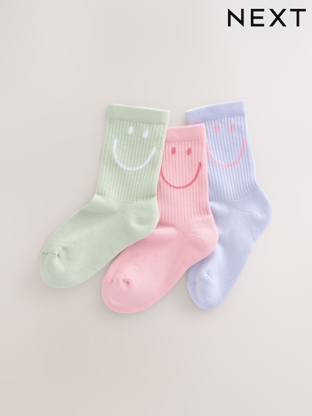 Pink, Purple and Green Regular Length Cotton Rich Cushioned Sole Ankle Socks 3 Pack (F95727) | £5.50 - £7.50
