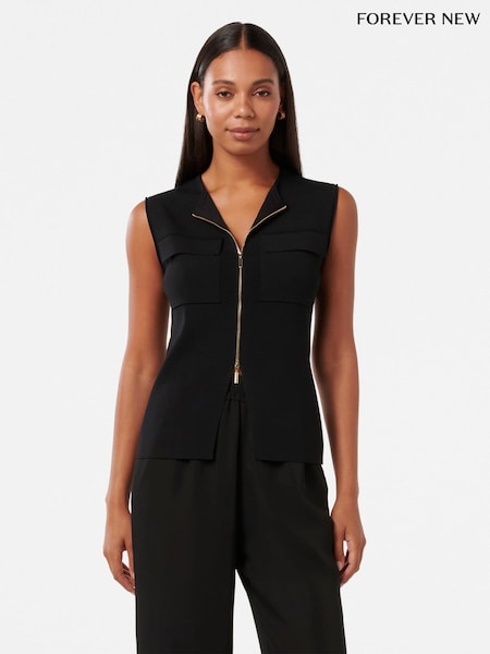 Forever New Black Carmen Utility Knitted Top (F95740) | £60