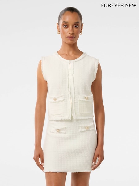 Forever New Cream Faith Petite Textured Knitted Top (F95754) | £69