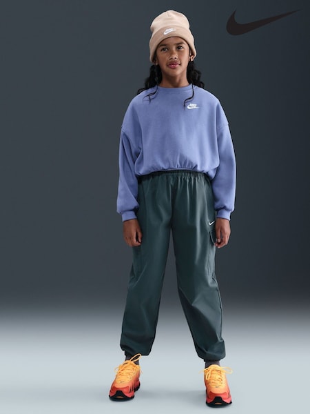 Nike World Indigo Blue Club Fleece Boxy Crewneck Sweatshirt (F95764) | £35
