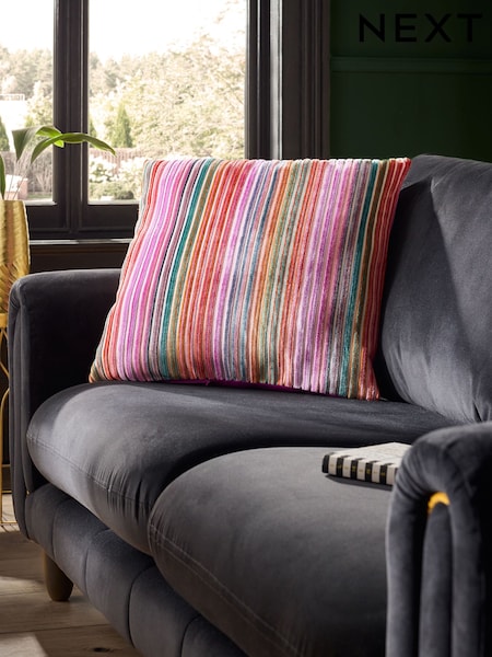 Bright 59 x 59cm Cut Velvet Stripe Cushion (F95891) | £40