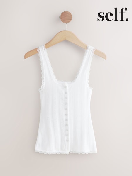 self. White 100% Cotton Pointelle Vest (F95929) | £15