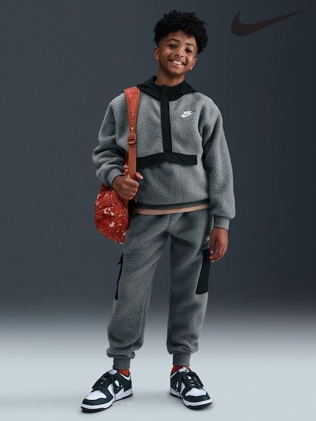 Nike Smoke Grey Sportswear Club Fleece Loose 1/2 Zip Hoodie (F96043) | £45