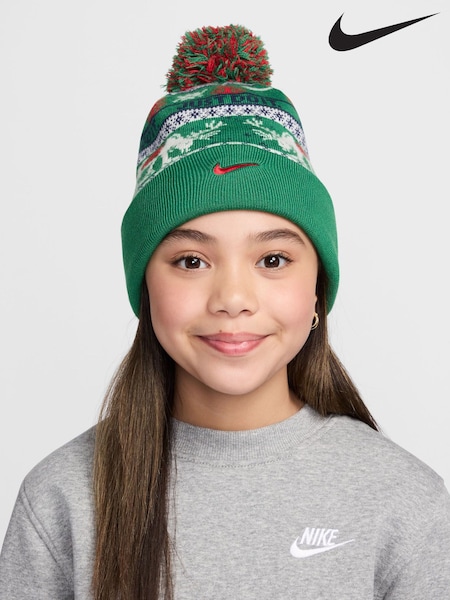 Nike Stadium Green Kids Fairisle Peak Beanie (F96078) | £20
