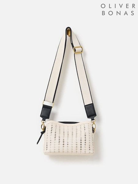 Oliver Bonas Cream Issie Weave Crossbody Bag (F96127) | £52