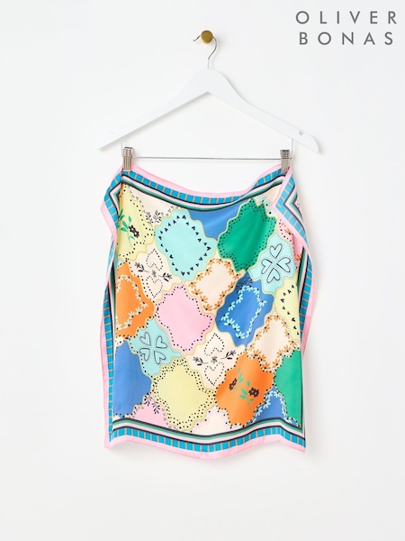 Oliver Bonas Multi Multicoloured Patched Tile Square Scarf (F96185) | £19.50