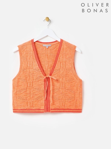 Oliver Bonas Red Textured Knitted Tie Waistcoat (F96209) | £50