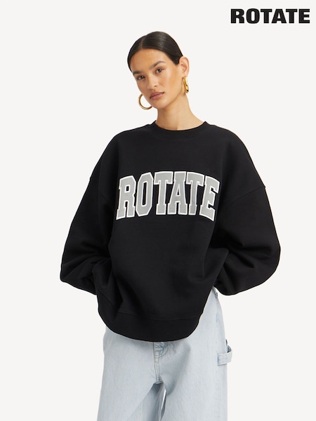 Rotate Black Heavy Crewneck Sweatshirt (F96308) | £68