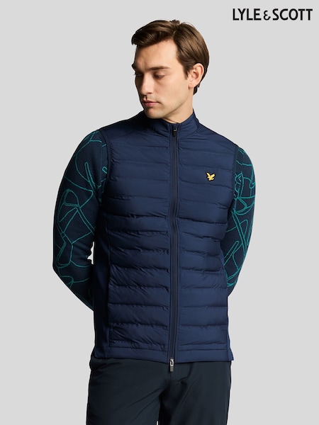 Lyle & Scott Blue Hybrid Quilted Golf Gilet (F96343) | £120