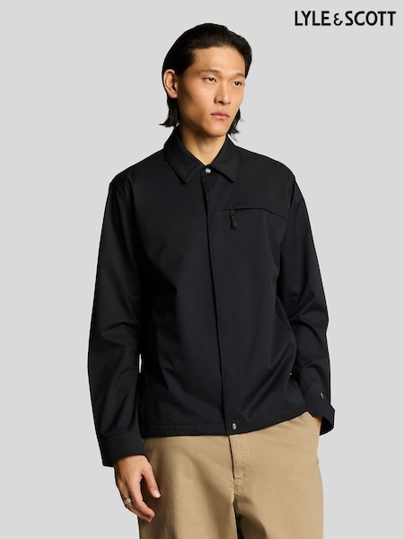 Lyle & Scott Black Tech Twill Overshirt (F96347) | £130