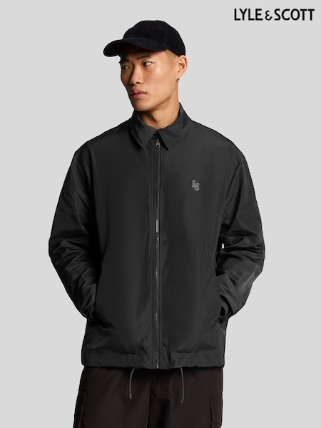 Lyle & Scott Grey Nylon Emblem Coach Jacket (F96348) | £135
