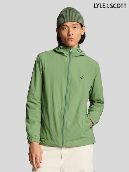 Lyle & Scott Green Zip Through Hooded Jacket (F96357) | £90