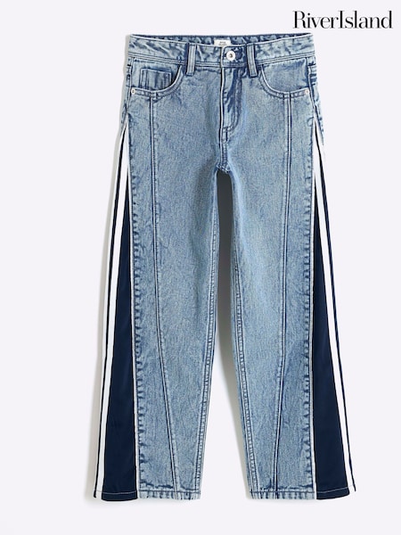 River Island Blue Girls Denim 100% Cotton Hybrid Straight Jeans (F96529) | £24