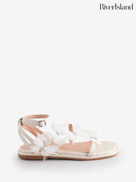 River Island Cream Girls Butterfly Sandals (F96547) | £22
