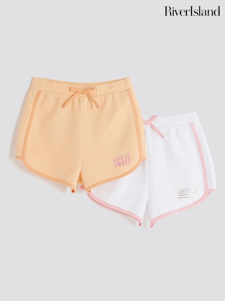 River Island Pink Girls Runner Shorts 2 Pack (F96560) | £16