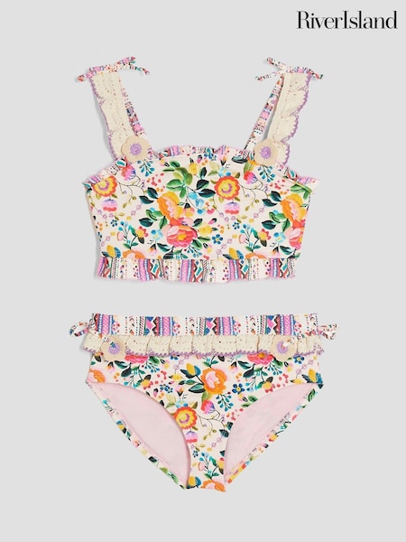 River Island Cream Girls Crochet Bikini (F96565) | £20