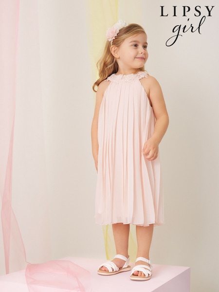 Lipsy Blush Pink Mini Pleated Occcasion Dress (2-6yrs) (F96567) | £36