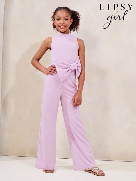 Lipsy Lilac Purple Statement Bow Jumpsuit (5-16yrs) (F96568) | £42 - £50