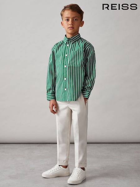 Reiss Green/White Aplin Shirt (F96640) | £38