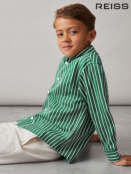 Reiss Green/White Aplin Shirt (F96641) | £42