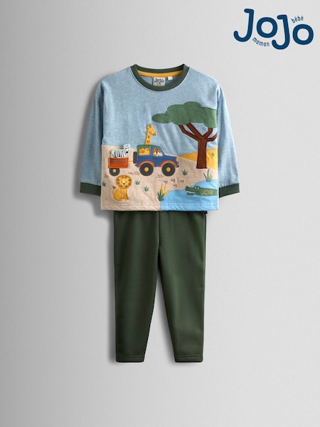 JoJo Maman Bébé Khaki Green Safari 2-Piece Top & Leggings Set (F96685) | £24 - £26