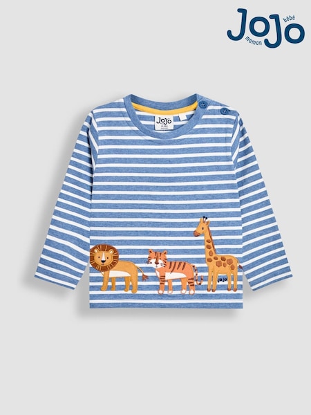 JoJo Maman Bébé Blue Appliqué Border Top (F96716) | £17 - £20