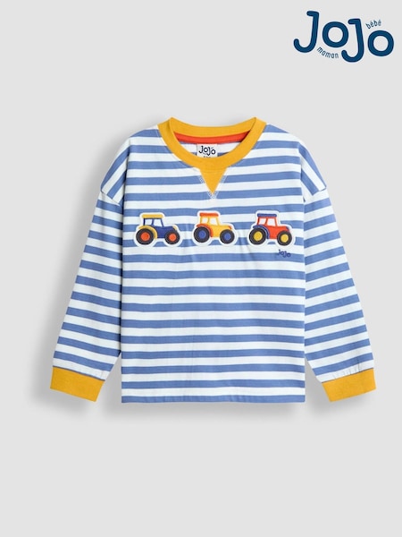JoJo Maman Bébé Blue Stripe Appliqué Top (F96727) | £17 - £20
