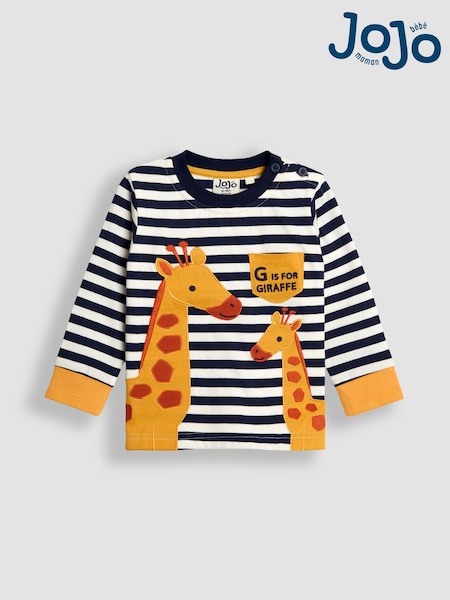 JoJo Maman Bébé Blue Appliqué & Embroidered Pocket Top (F96770) | £17 - £20