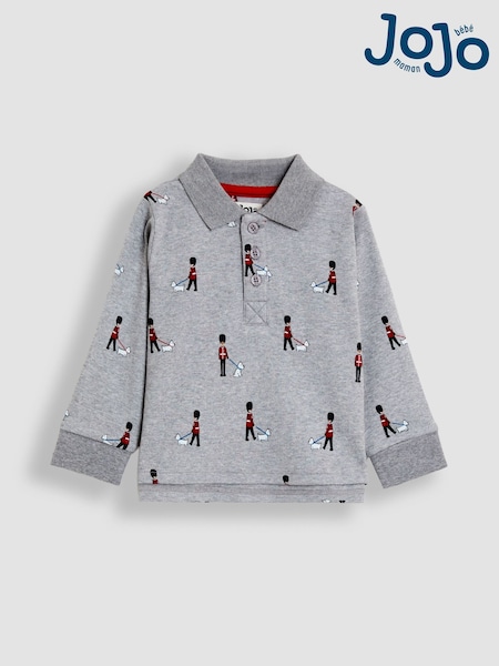 JoJo Maman Bébé Grey Printed Polo Shirt (F96795) | £18 - £21