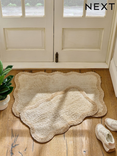 Light Natural Soft Scallop Washable Doormat (F96821) | £12 - £22