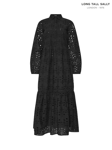Long Tall Sally Black 100% Cotton Broidery Button Dress (F96904) | £60