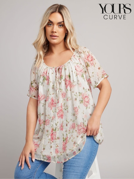 Yours Curve White Boho Pintuck Blouse (F96946) | £31