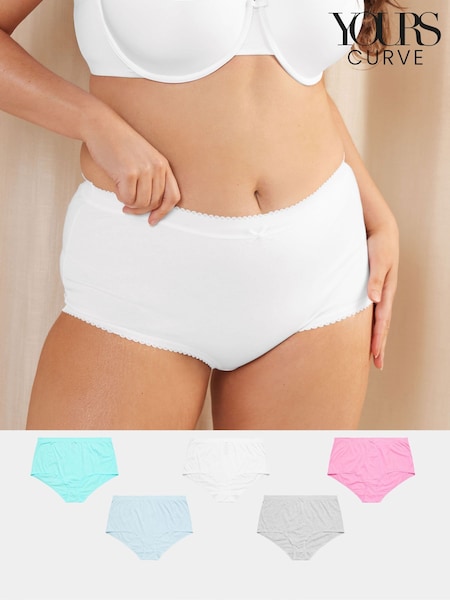 Yours Curve Blue Pastel Pack Full 100% Cotton Briefs 5 Pack (F96948) | £19