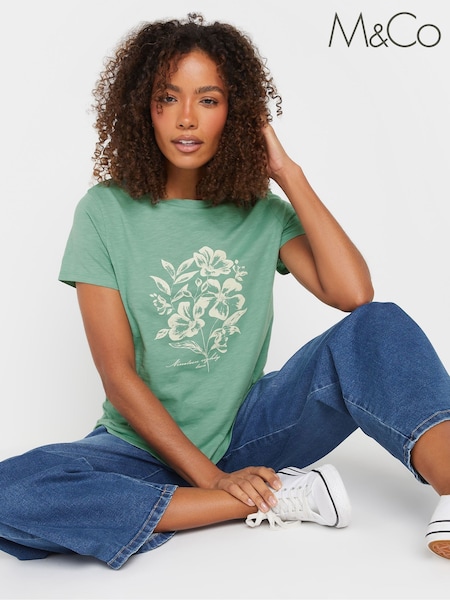 M&Co Green Crew Neck 100% Cotton T-Shirt (F96975) | £20