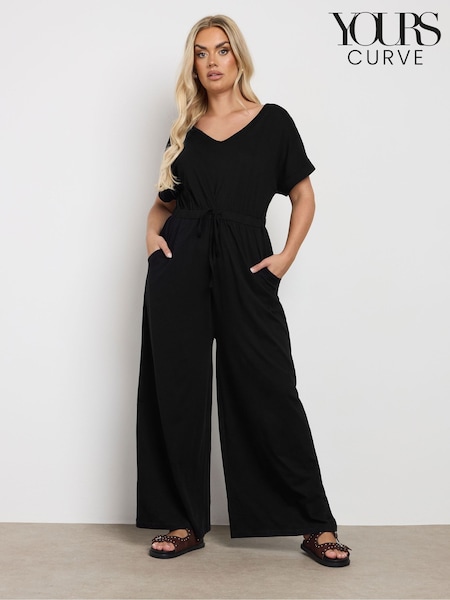 Yours Curve Black 100% Cotton Jumpsuit (F96998) | £31