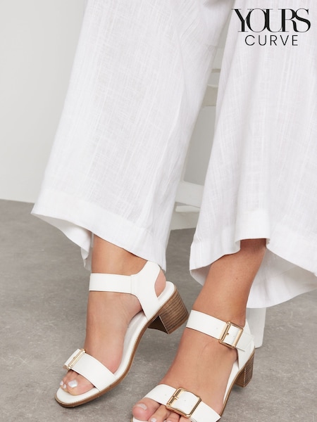 Yours Curve White Extra Wide Fit Wide Fit Flatform Gem Sandals (F97023) | £37