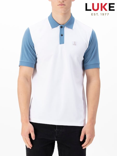 Luke 1977 Saddleworth White Denim Polo Shirt (F97032) | £55