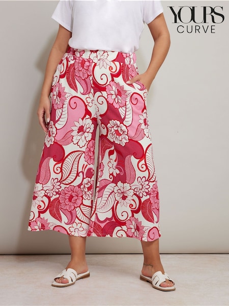 Yours Curve Pink Jersey Midaxi Culottes (F97071) | £27