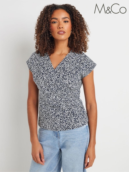 M&Co Blue Jersey Wrap Top (F97073) | £20