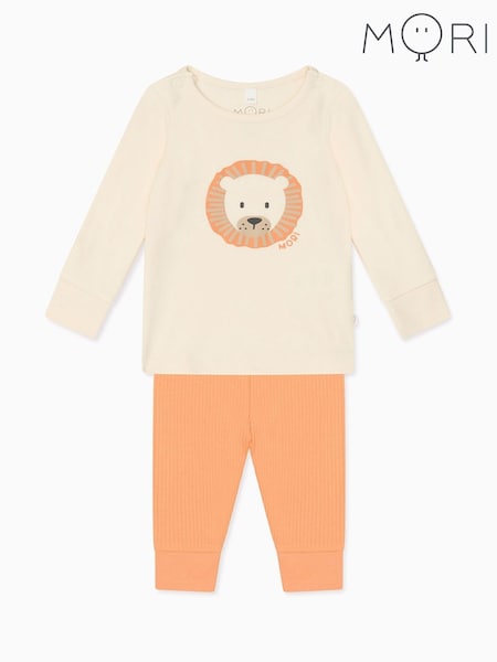 MORI Cream Lion Print Bamboo Pyjamas Set 2 Piece (F97211) | £33.50 - £35.50