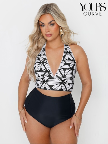 Yours Curve Black Plunge Bikini Top (F97267) | £29
