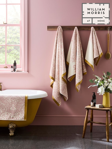 William Morris At Home Plaster Pink Strawberry Thief Towel (F97312) | £20