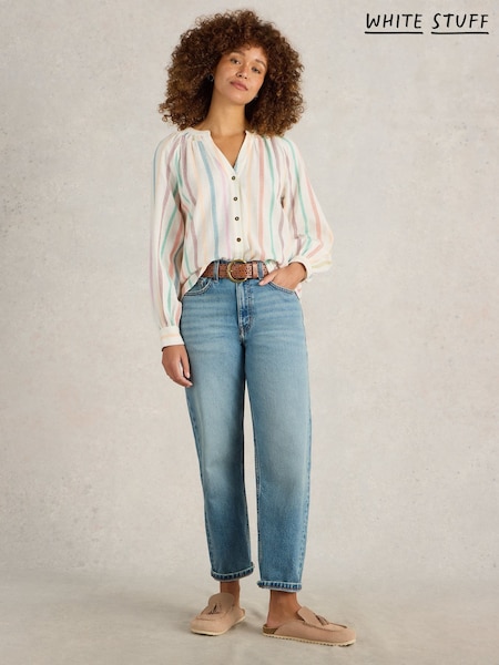 White Stuff Natural Gilly Stripe Jaquard 100% Organic Cotton Top (F97320) | £55
