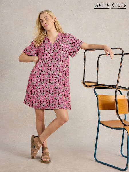 White Stuff Pink Lindsay Linen Blend Dress (F97394) | £69