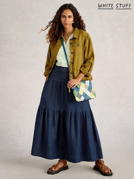 White Stuff Blue 100% Organic Cotton Phoebe Maxi Skirt (F97403) | £55